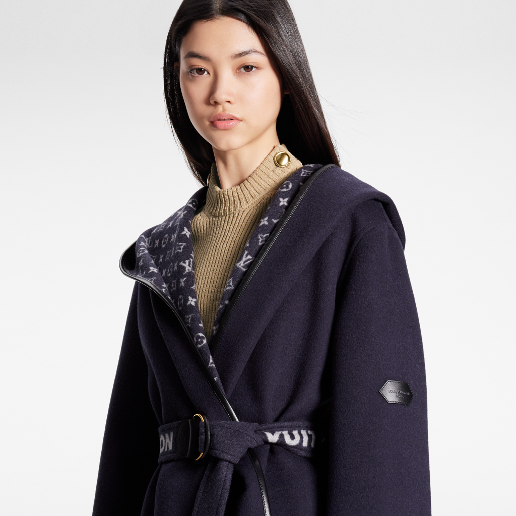 Louis Vuitton Signature double face hooded wrap coat